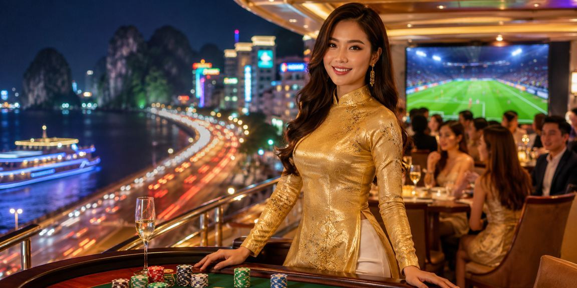 Người chơi Việt Nam đặt cược bóng đá tại 5120 với phong cảnh Vịnh Hạ Long